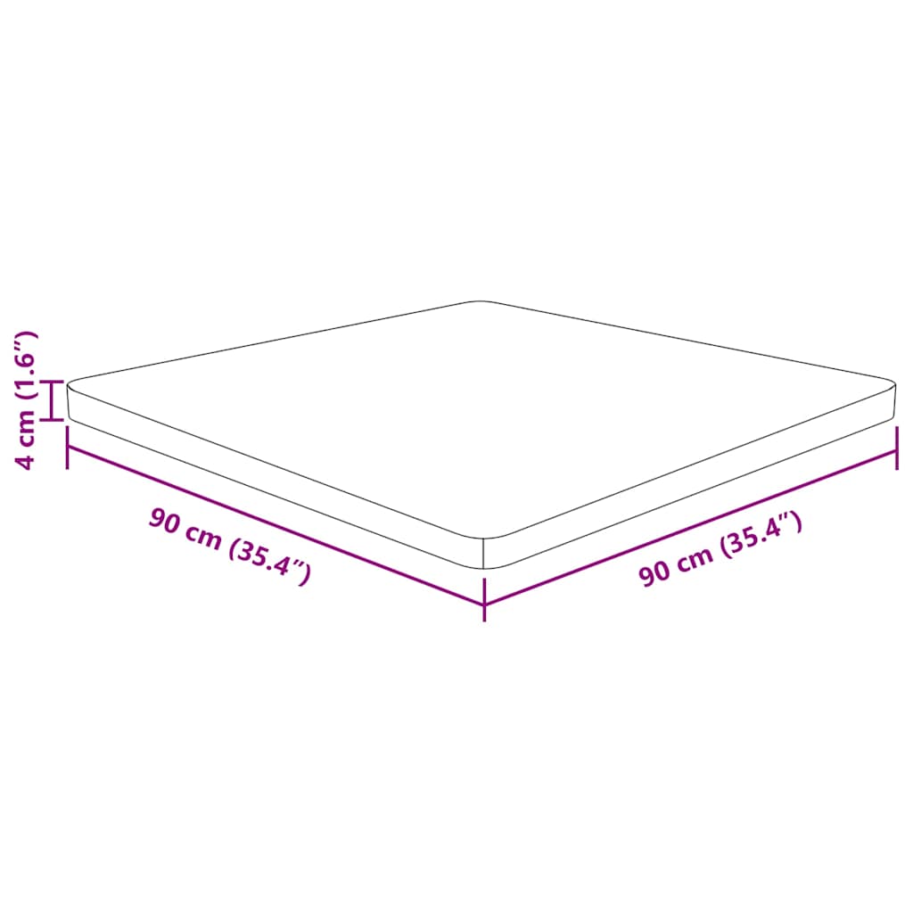 Tischplatte Quadratisch Hellbraun 90x90x4cm Behandelte Eiche