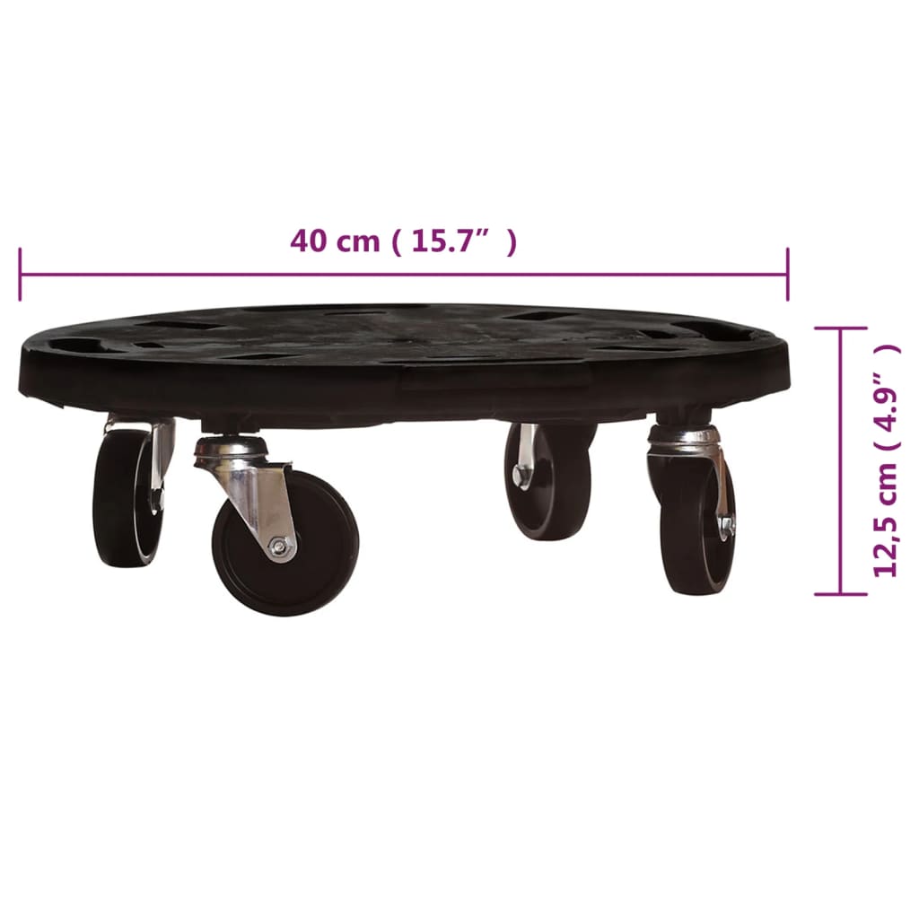 Pflanzenroller 40 cm Durchmesser Schwarz 275 kg