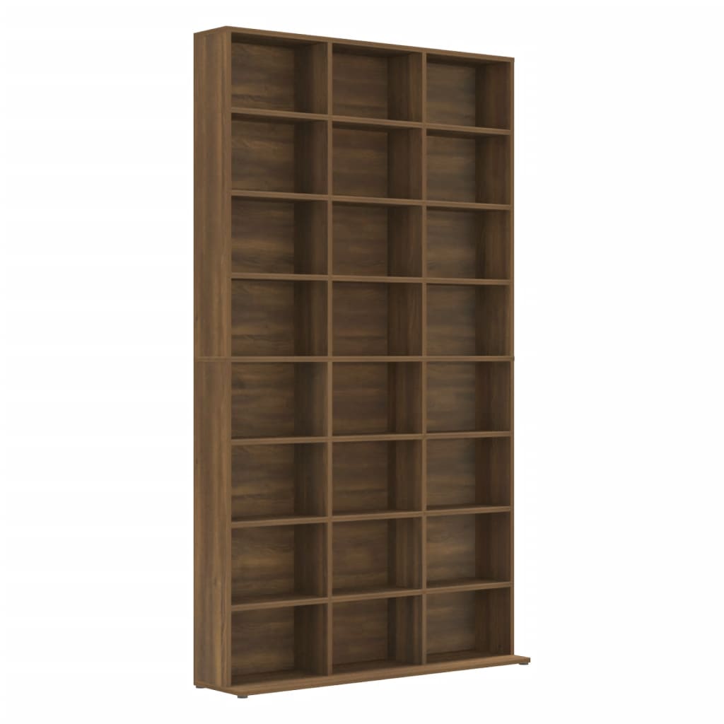 Etagère CD aspect chêne marron 102x23x177,5 cm matériau bois
