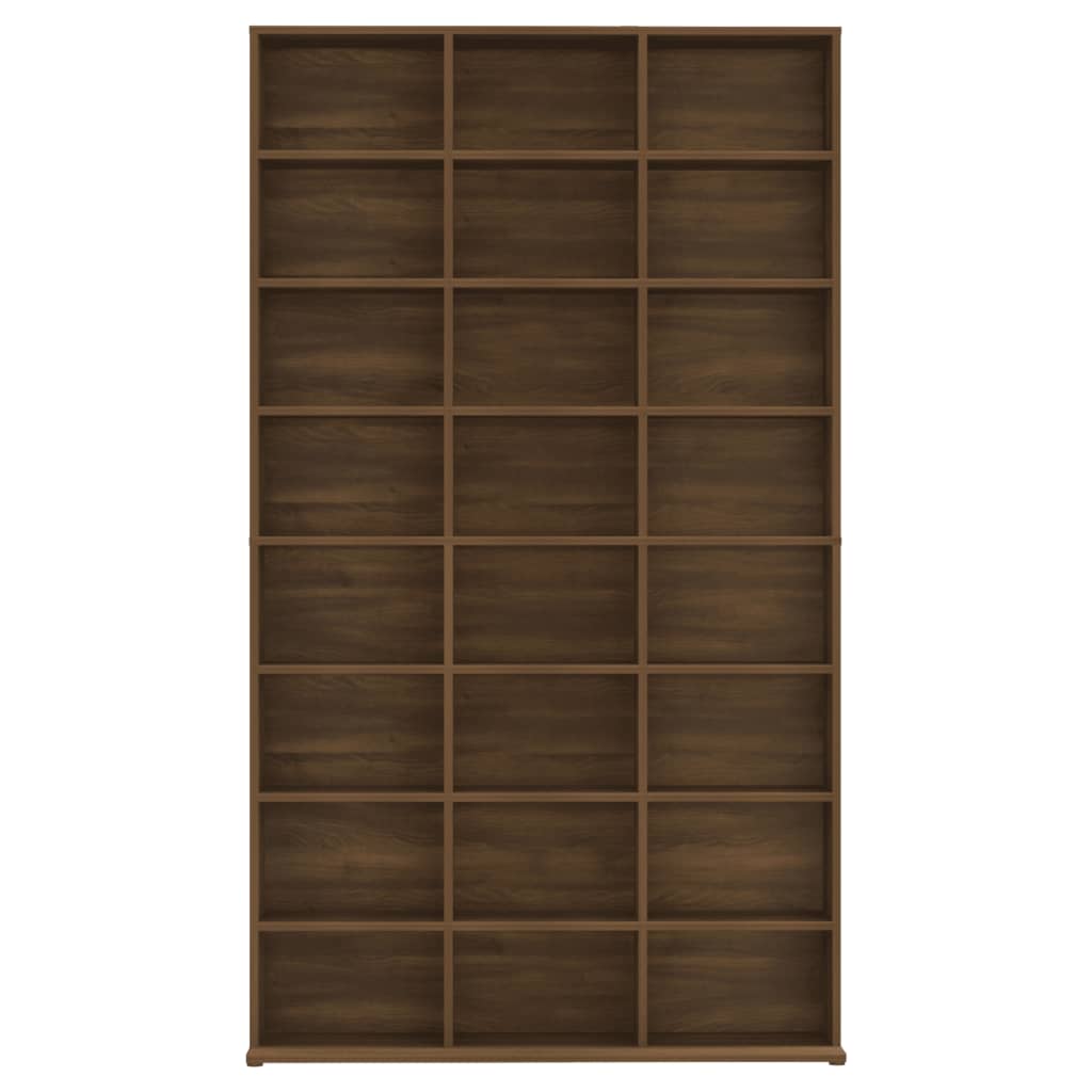 Etagère CD aspect chêne marron 102x23x177,5 cm matériau bois
