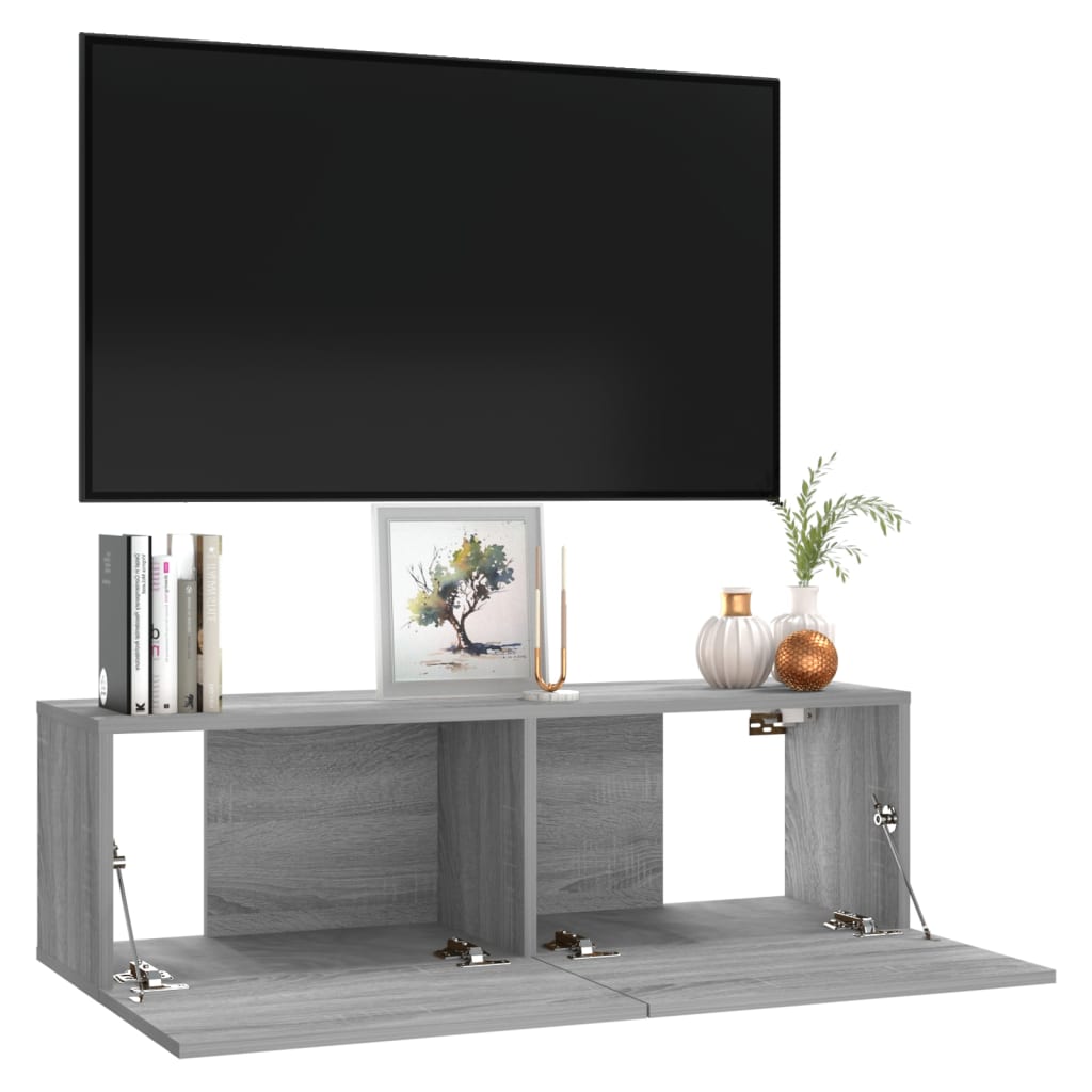 Meuble TV mural gris Sonoma 100x30x30 cm en bois