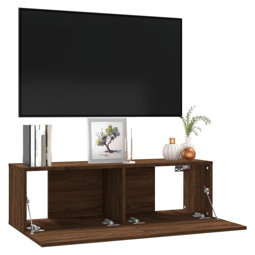 TV-Wandschrank Braun Eiche 100x30x30 cm Holzwerkstoff