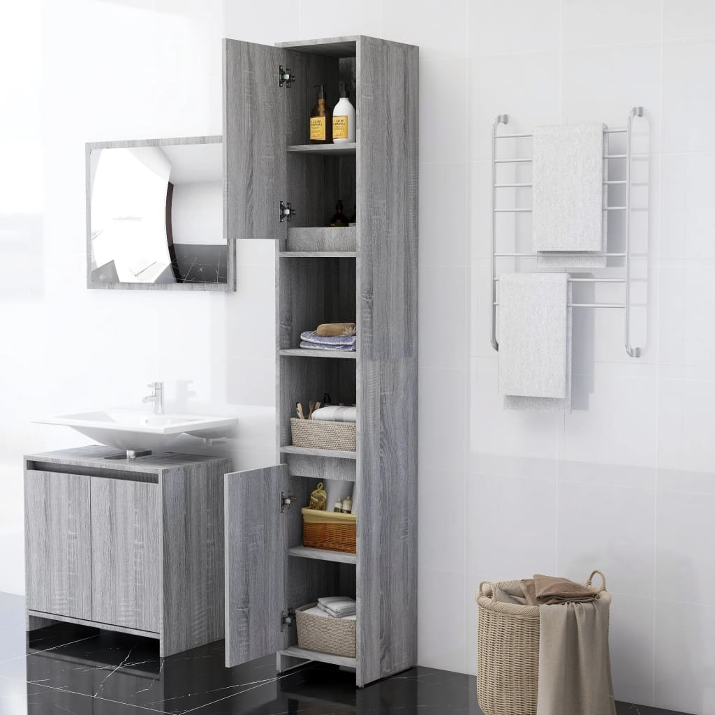 Meuble de salle de bain gris Sonoma 30x30x183,5 cm en bois