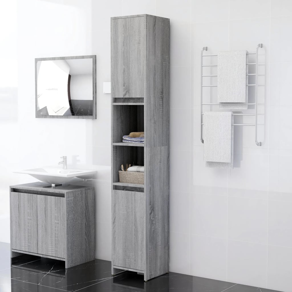 Meuble de salle de bain gris Sonoma 30x30x183,5 cm en bois