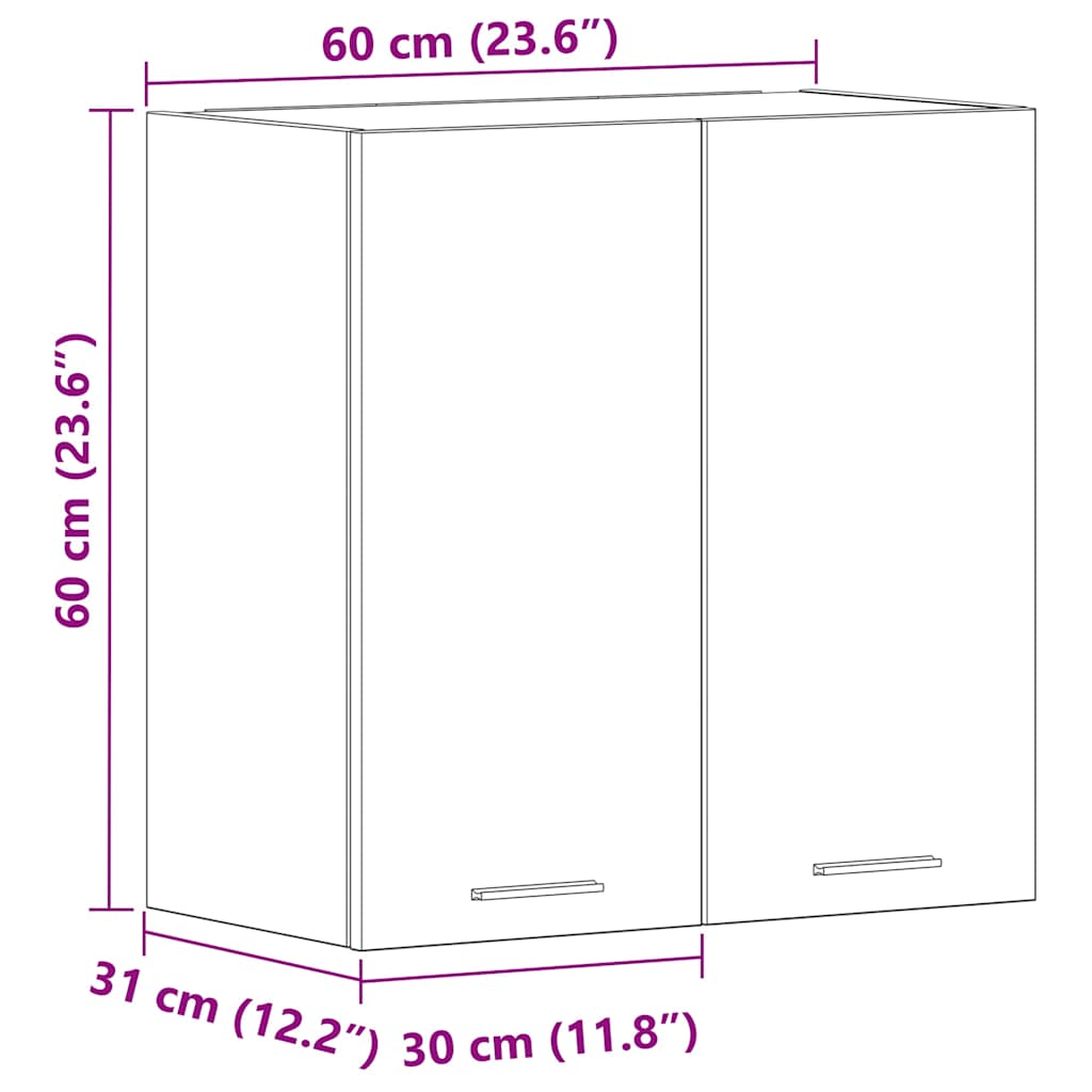 Hängeschrank Lyon Räuchereiche 60x31x60 cm Holzwerkstoff