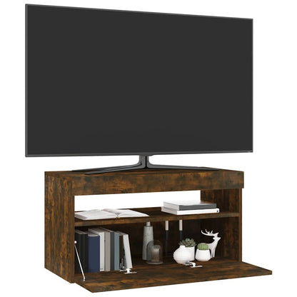 TV-Schrank mit LED-Leuchten Räuchereiche 75x35x40 cm