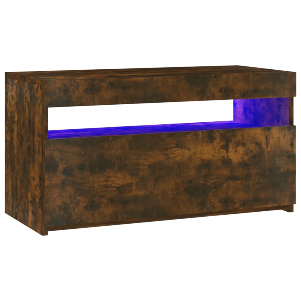 TV cabinet with LED lights smoked oak 75x35x40 cm