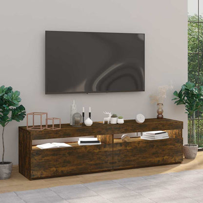 TV-Schrank mit LED-Leuchten 2 Stk. Räuchereiche 75x35x40 cm