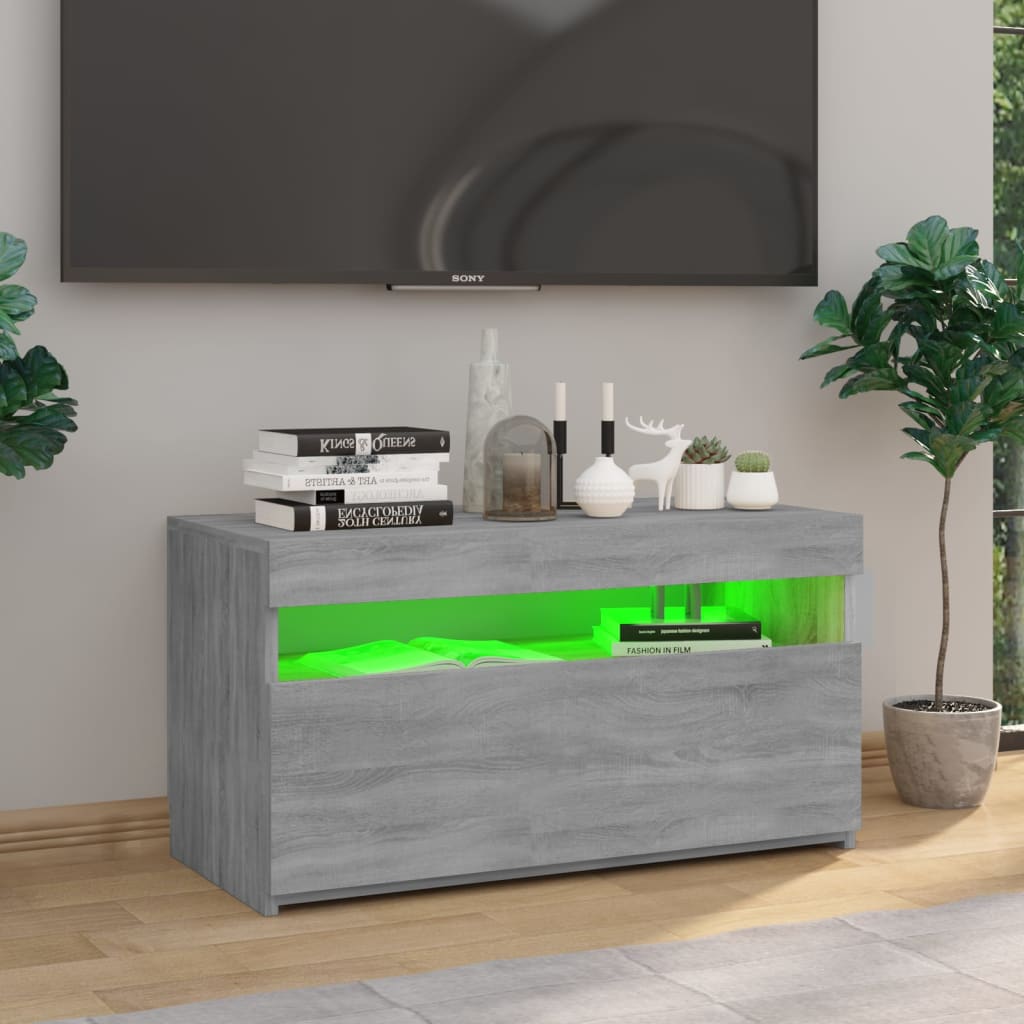 Meuble TV avec lumières LED Gris Sonoma 75x35x40 cm