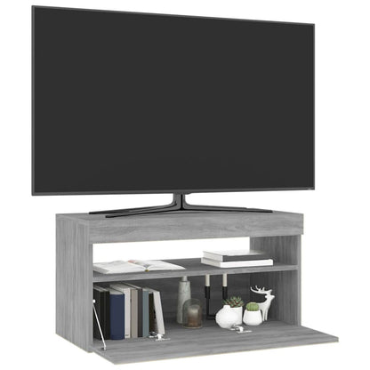 TV-Schrank mit LED-Leuchten Grau Sonoma 75x35x40 cm