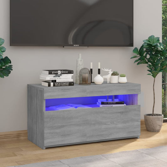 Meuble TV avec lumières LED Gris Sonoma 75x35x40 cm