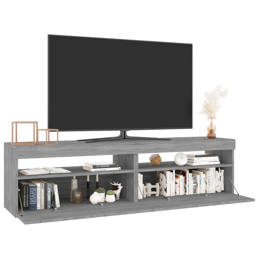 Meuble TV avec lumières LED 2 pièces Gris Sonoma 75x35x40 cm