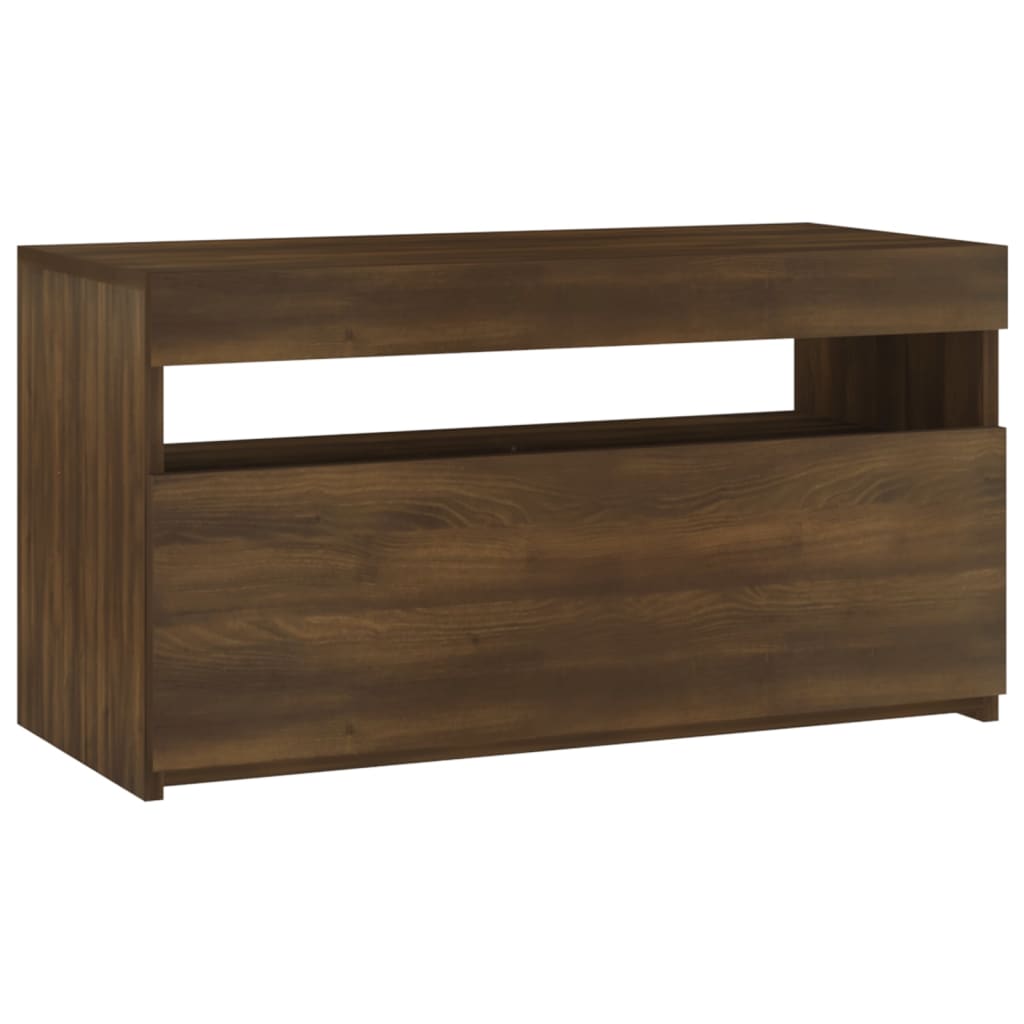 TV cabinet with LED lights brown oak look 75x35x40 cm