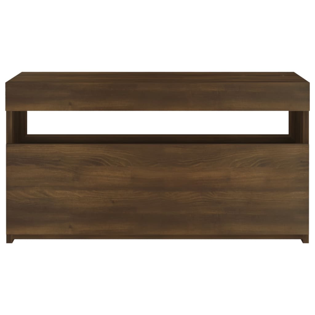 TV cabinet with LED lights brown oak look 75x35x40 cm