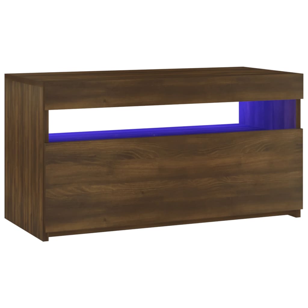 TV cabinet with LED lights brown oak look 75x35x40 cm