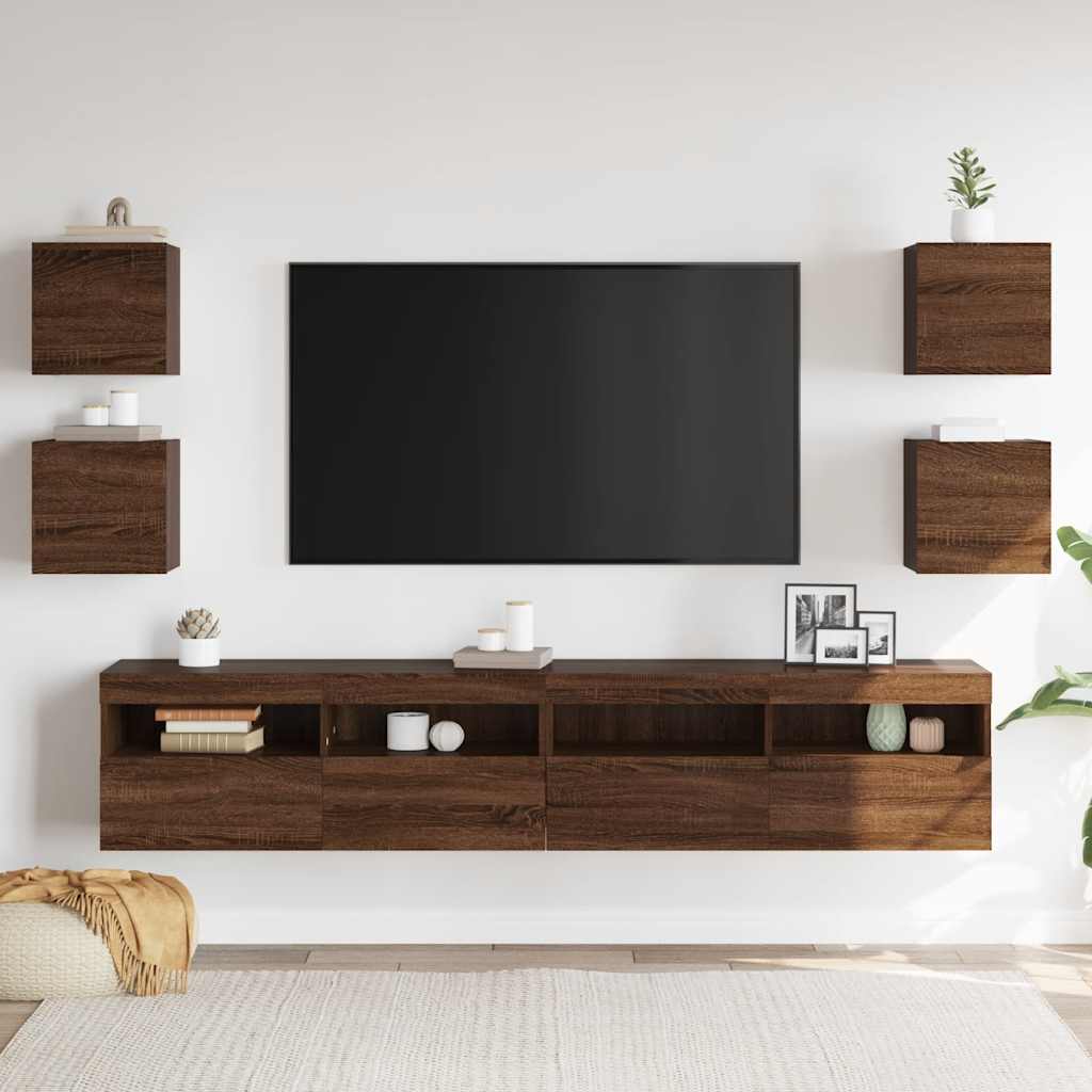 TV-Wandschränke 4 Stk. Braun Eichen-Optik 30,5x30x30 cm