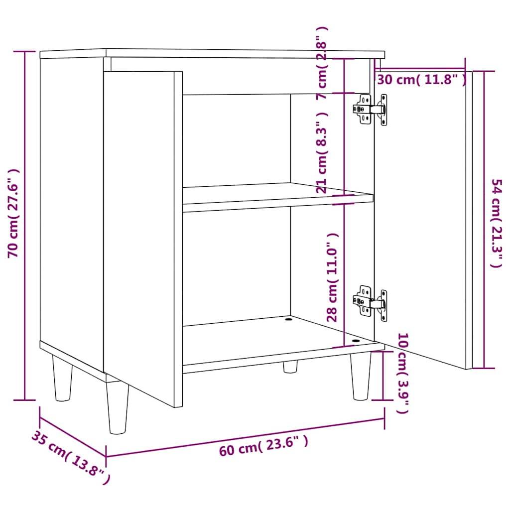Sideboard Räuchereiche 60x35x70 cm Holzwerkstoff