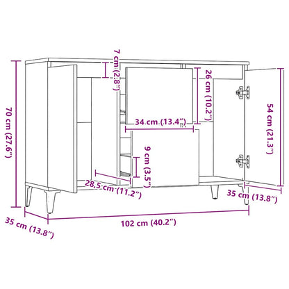 Sideboard Grau Sonoma 102x35x70 cm Holzwerkstoff