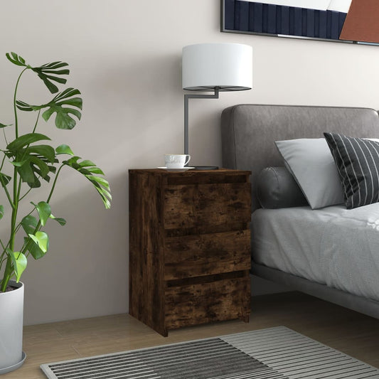 Bedside table smoked oak 40x35x62.5 cm wood material