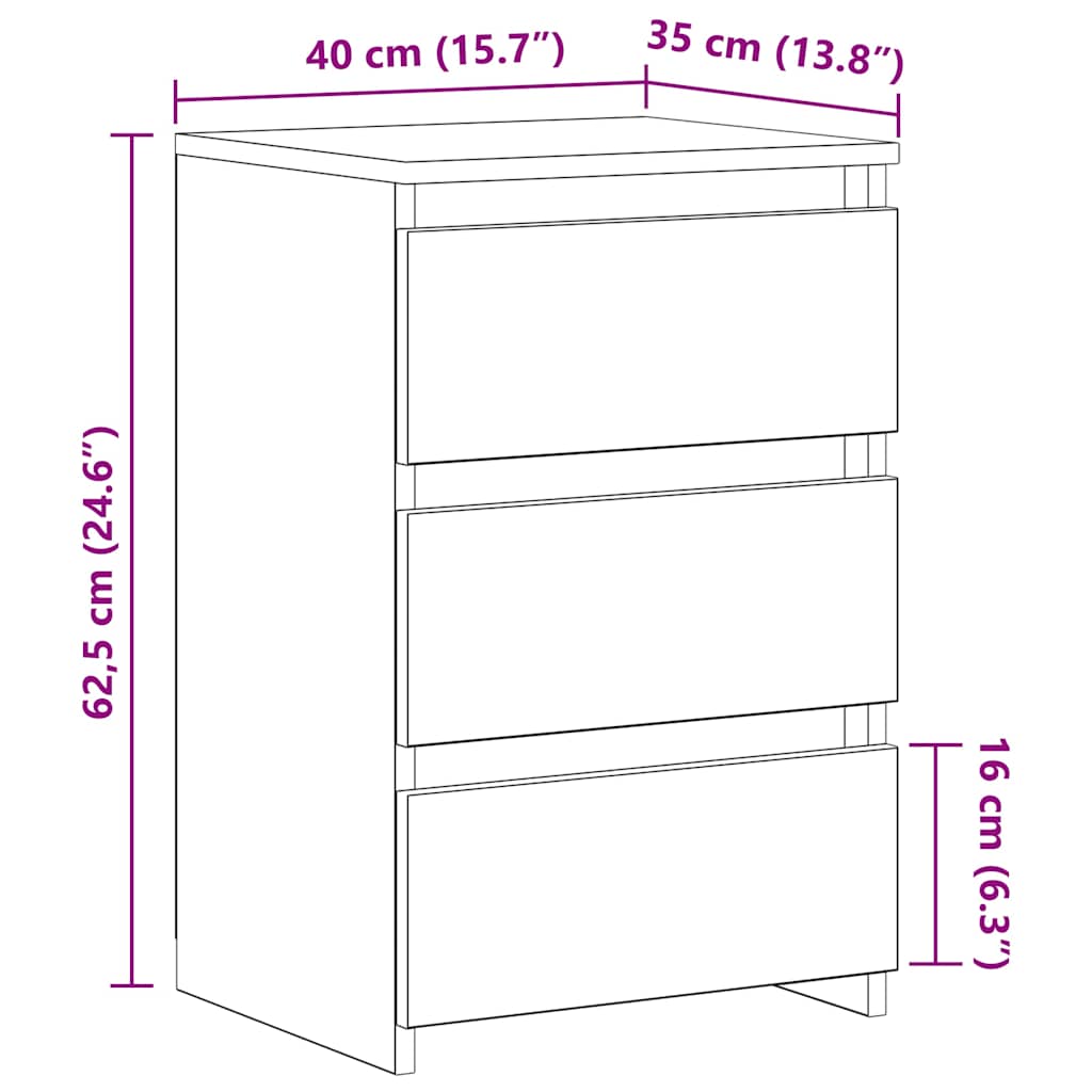 Nachttische 2 Stk. Grau Sonoma 40x35x62,5 cm Holzwerkstoff
