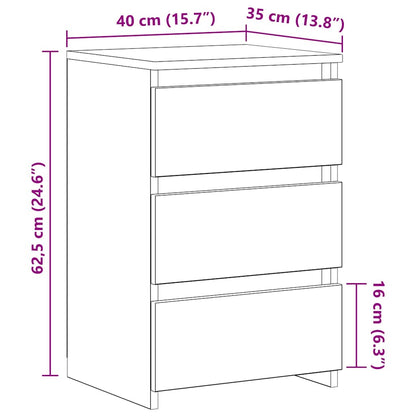 Nachttische 2 Stk. Grau Sonoma 40x35x62,5 cm Holzwerkstoff