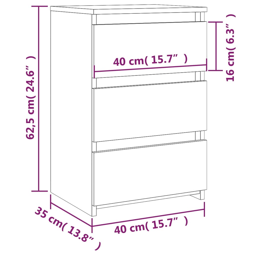 Nachttisch Braun Eichen-Optik 40x35x62,5 cm Holzwerkstoff