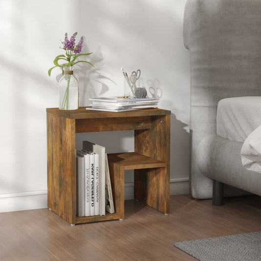 Bedside table smoked oak 40x30x40 cm wood material