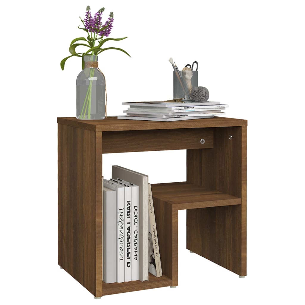 Table de chevet aspect chêne marron 40x30x40 cm en bois