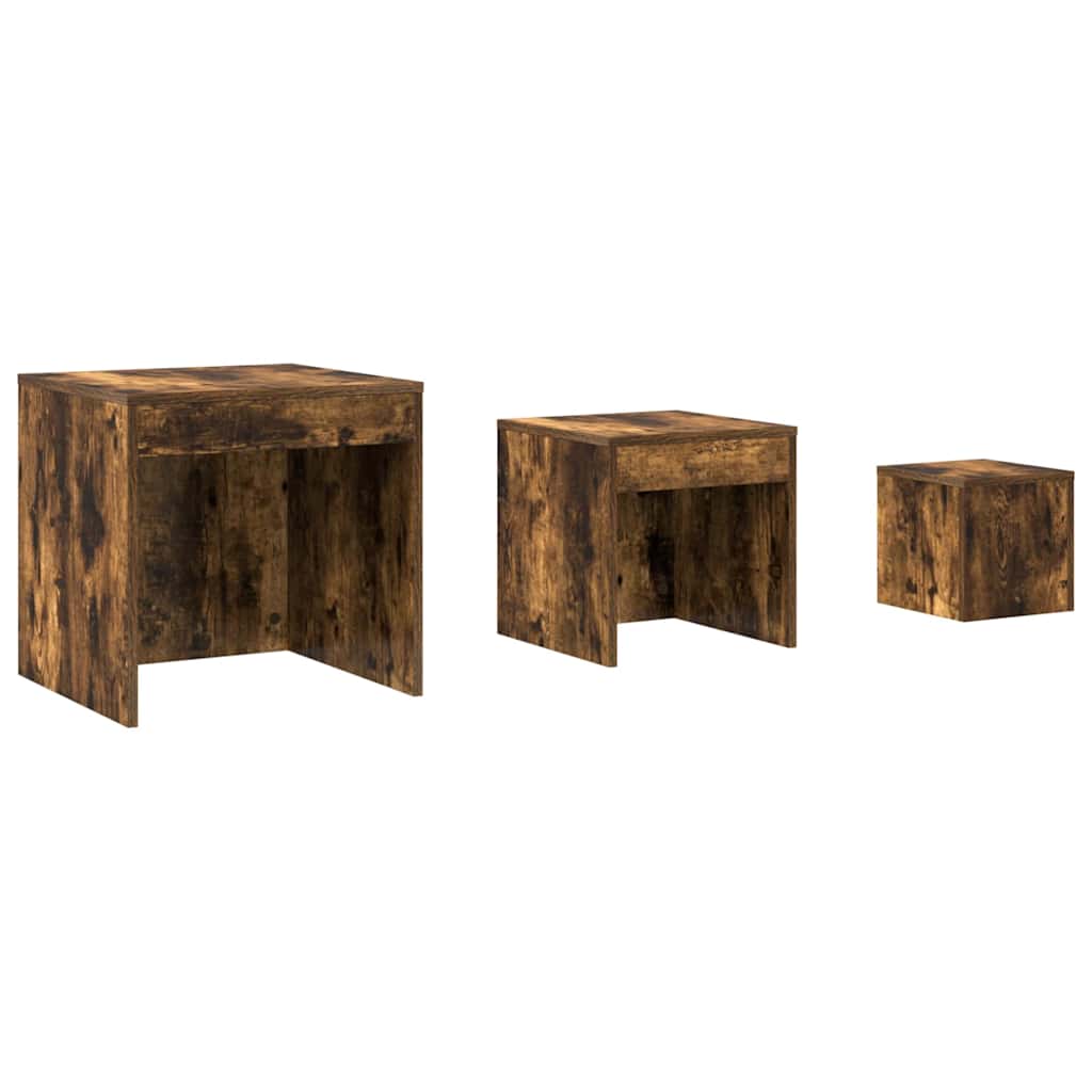 Satztische 3 Stk. Räuchereiche Holzwerkstoff