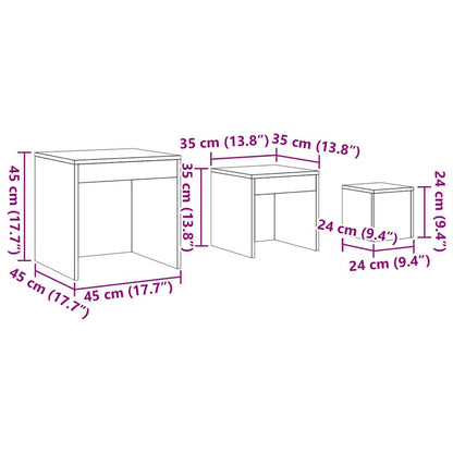 Satztische 3 Stk. Räuchereiche Holzwerkstoff