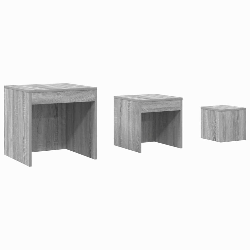 Satztische 3 Stk. Grau Sonoma Holzwerkstoff