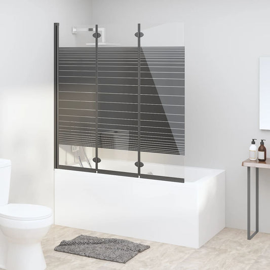 Badewannenfaltwand 3-teilig 130x130 cm ESG Schwarz