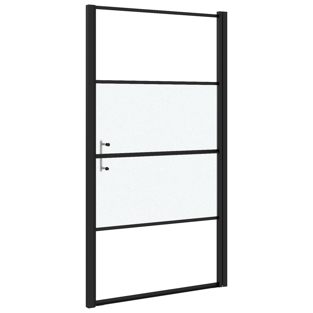 Duschtür 100x178 cm Halbmatt Hartglas Schwarz
