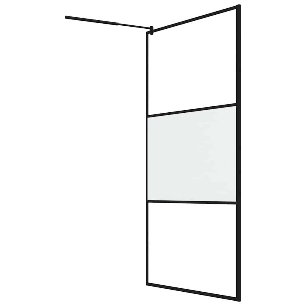 Duschscreens Schwarz 115 x 195 cm Glas und Aluminium
