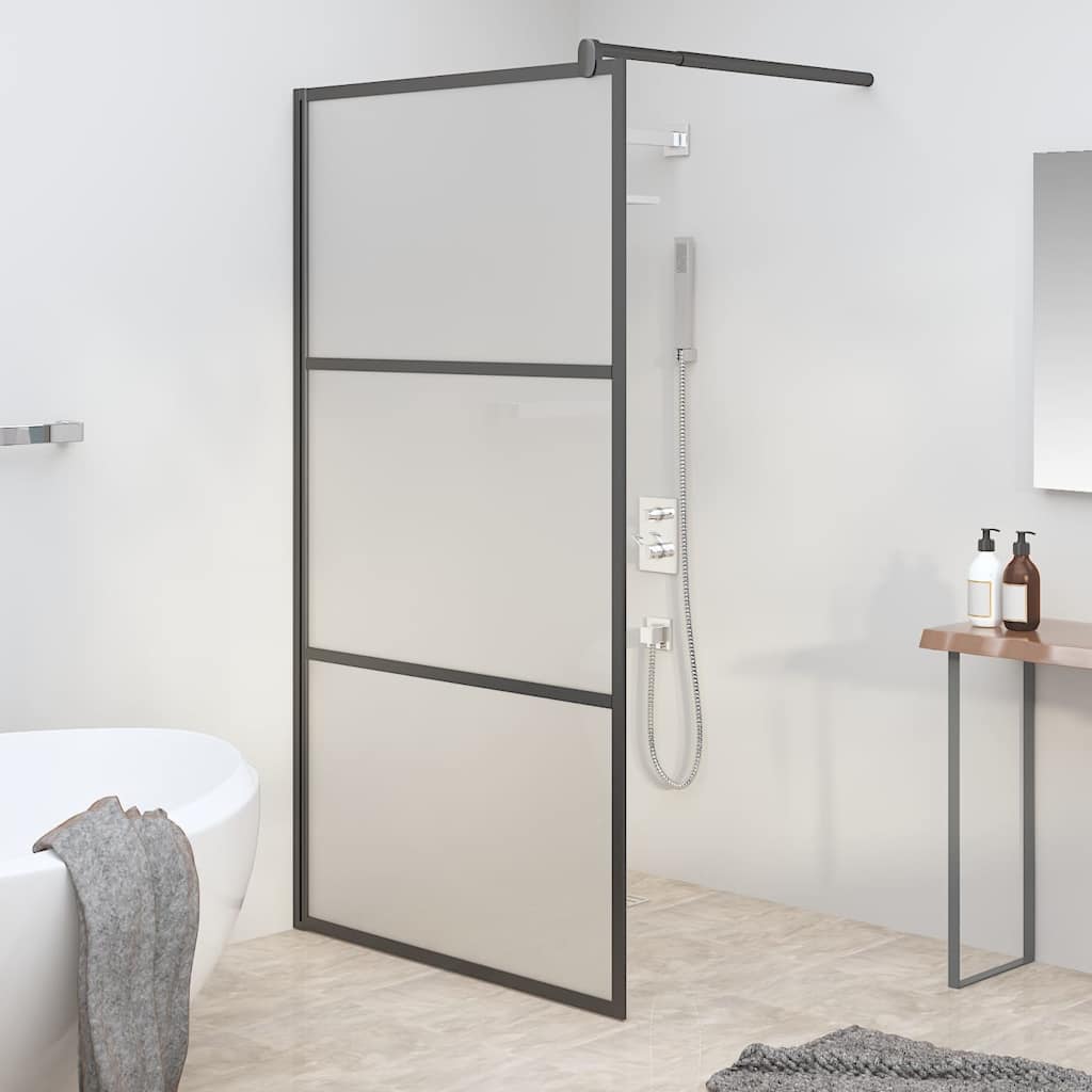 Duschscreens Schwarz 115 x 195 cm Glas und Aluminium