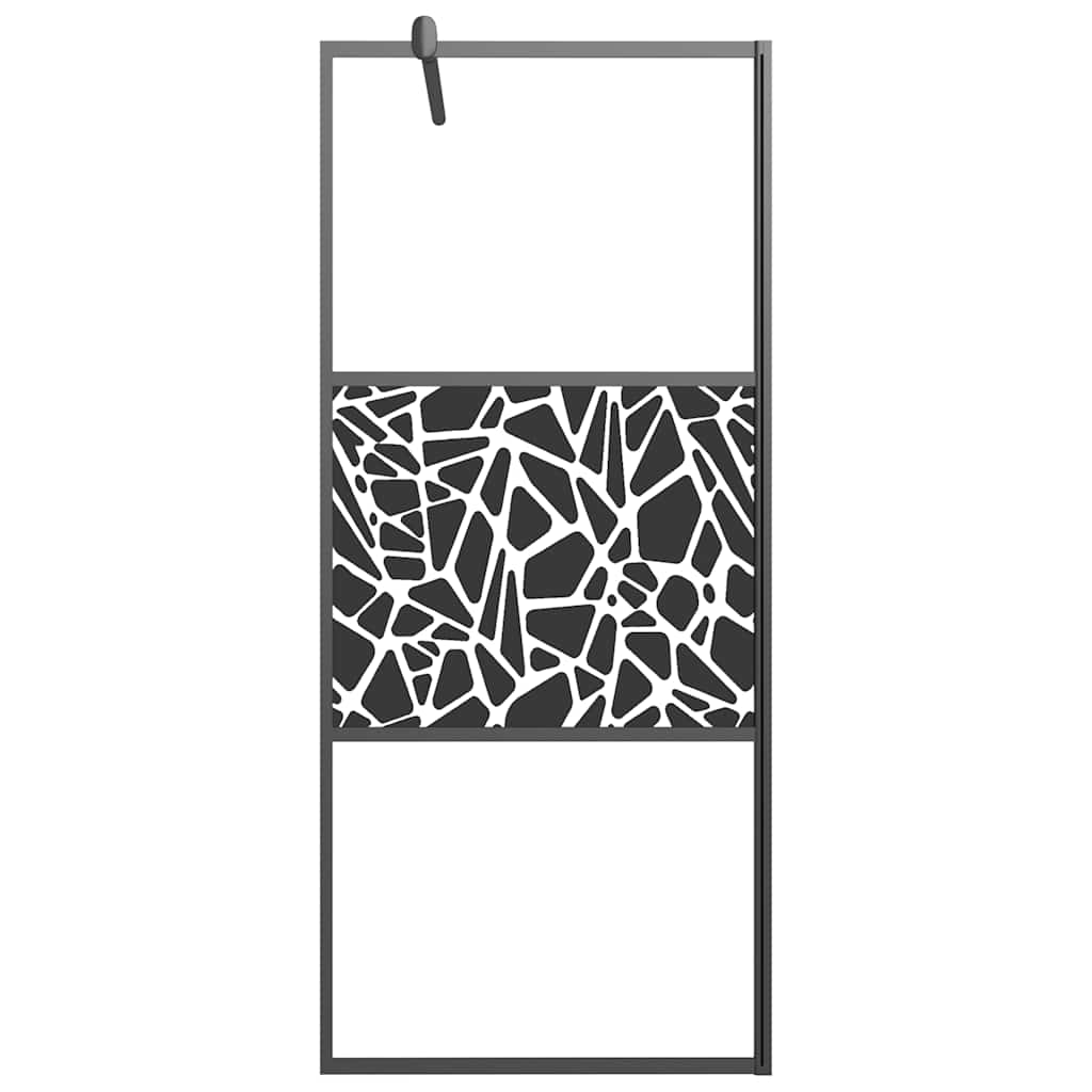 Duschwand für Walk-In Dusche 90x195 cm ESG Steindesign Schwarz