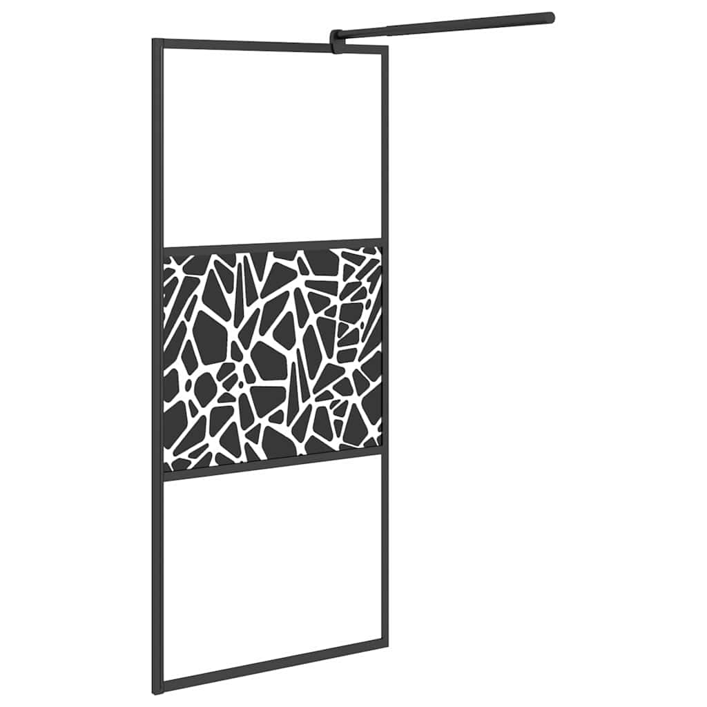 Duschscreens Schwarz 90 x 195 cm Glas und Aluminium