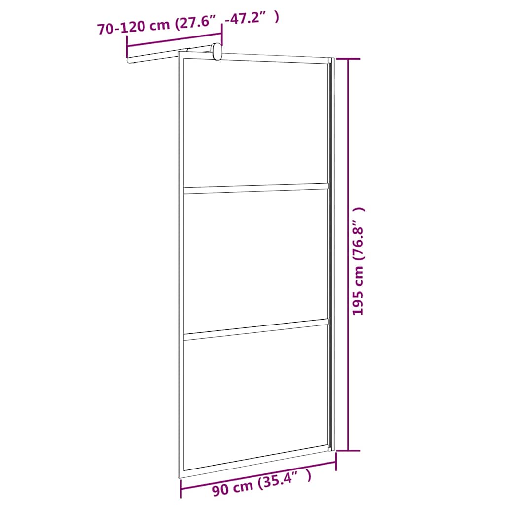 Duschscreens Schwarz 90 x 195 cm Glas und Aluminium