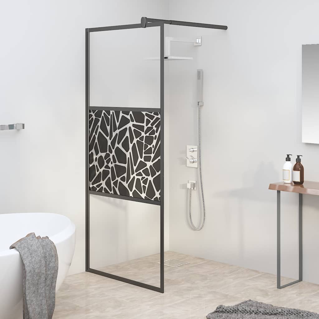 Duschscreens Schwarz 90 x 195 cm Glas und Aluminium