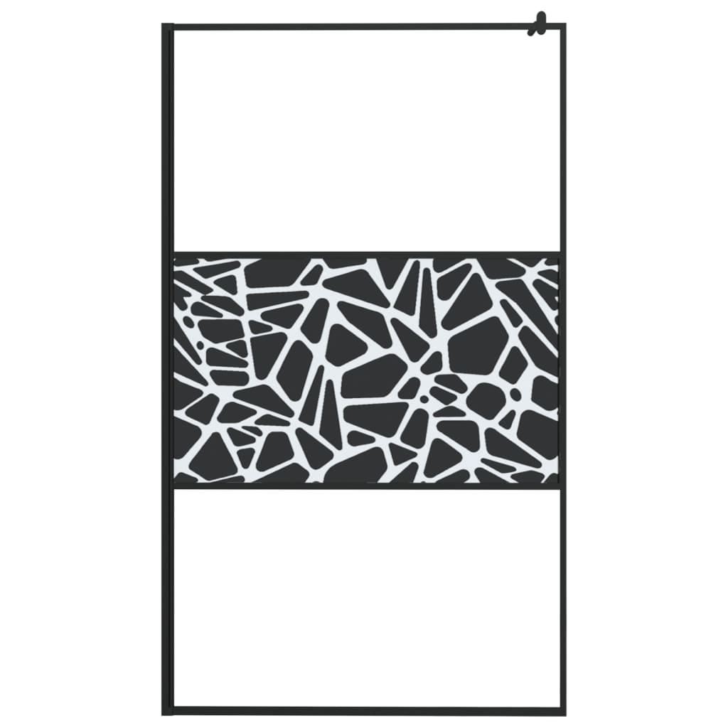 Duschwand für Walk-In Dusche 115x195 cm ESG Steindesign Schwarz