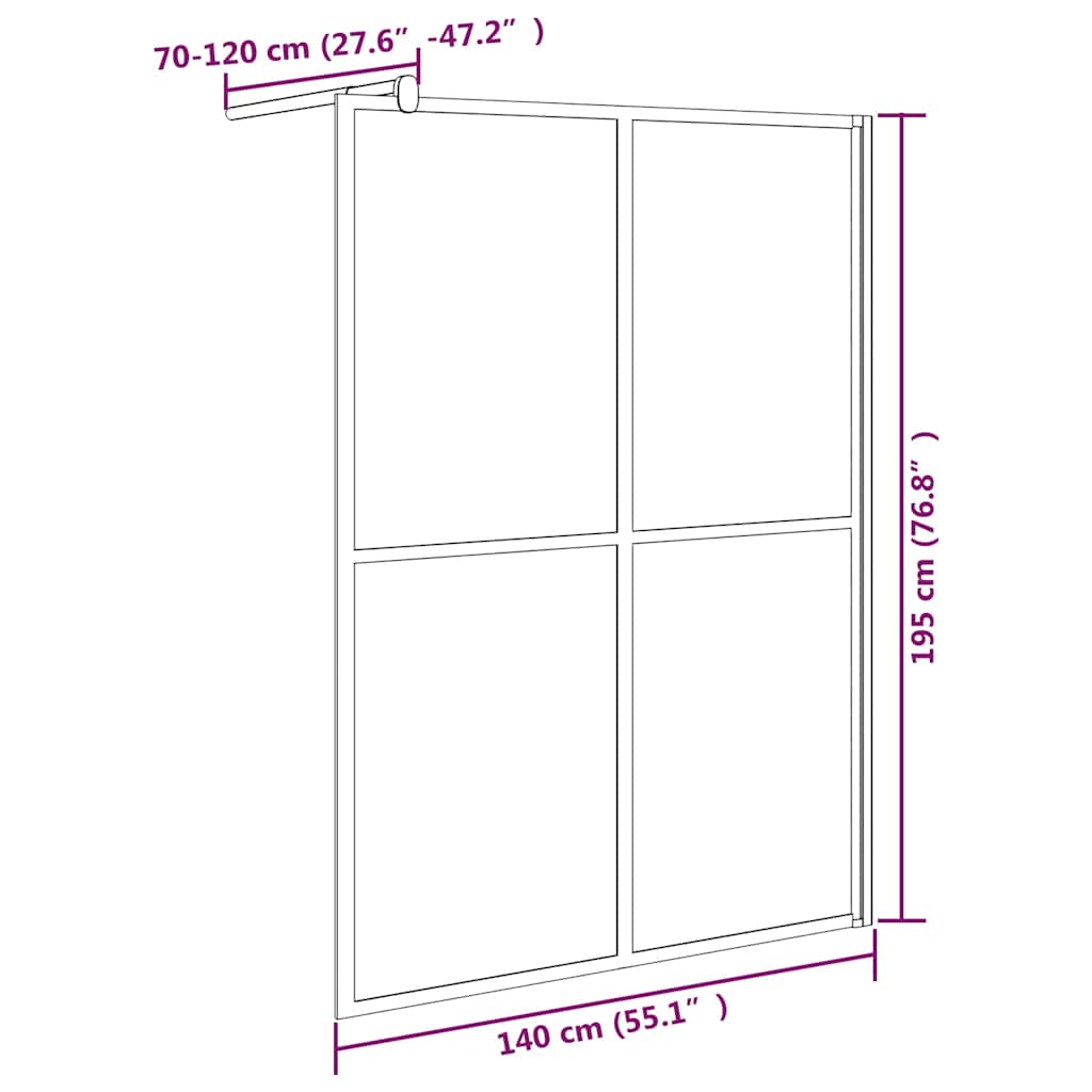 Duschwand für Walk-in Dusche 140x195 cm Dunkles Sicherheitsglas