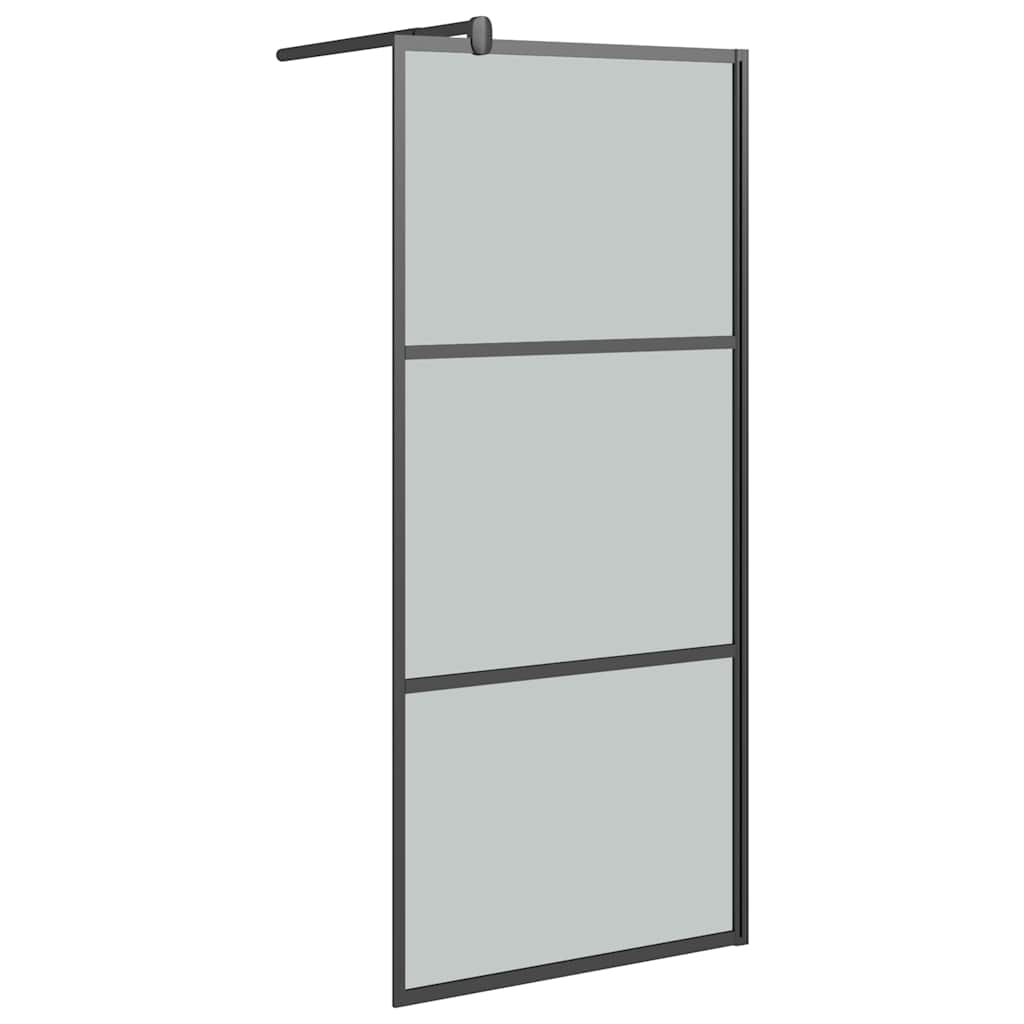 Duschwand für Walk-In Dusche 90x195 cm Dunkel ESG Glas Schwarz