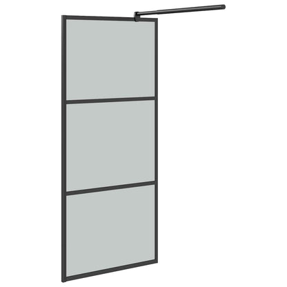 Duschwand für Walk-In Dusche 90x195 cm Dunkel ESG Glas Schwarz