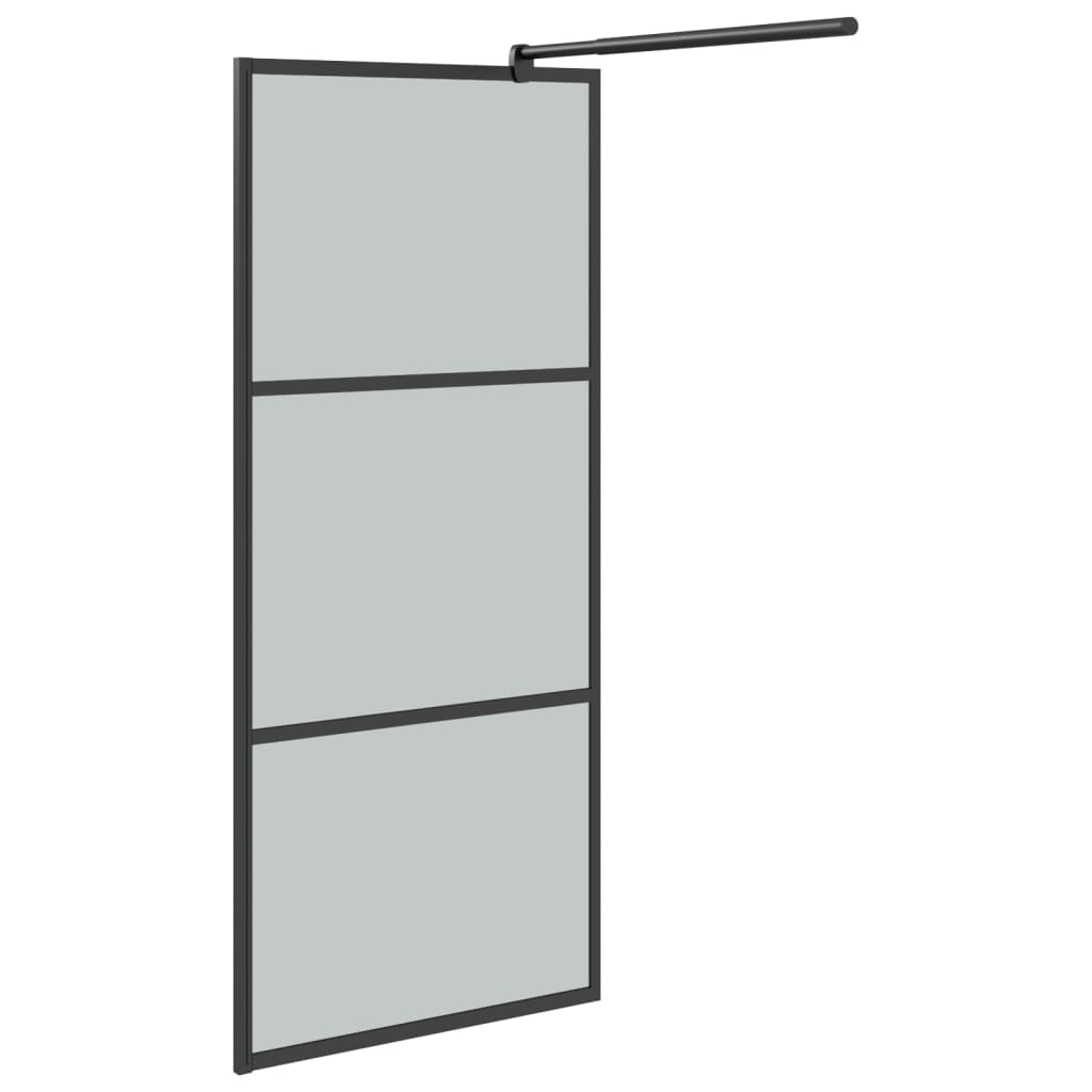 Duschwand für Walk-In Dusche 90x195 cm Dunkel ESG Glas Schwarz