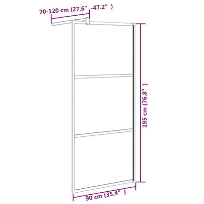 Duschwand für Walk-In Dusche 90x195 cm Dunkel ESG Glas Schwarz
