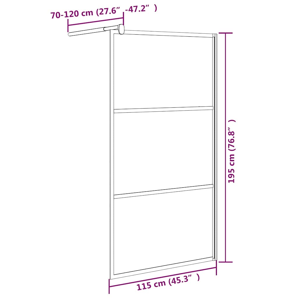 Duschscreens Schwarz 115 x 195 cm Glas und Aluminium