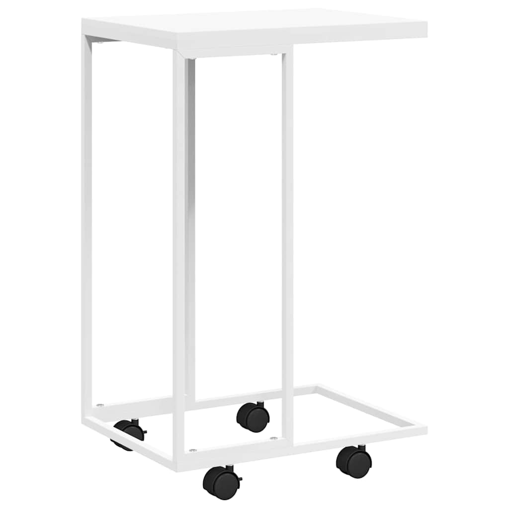Beistelltisch mit Rollen Weiß 40x30x63,5 cm Holzwerkstoff