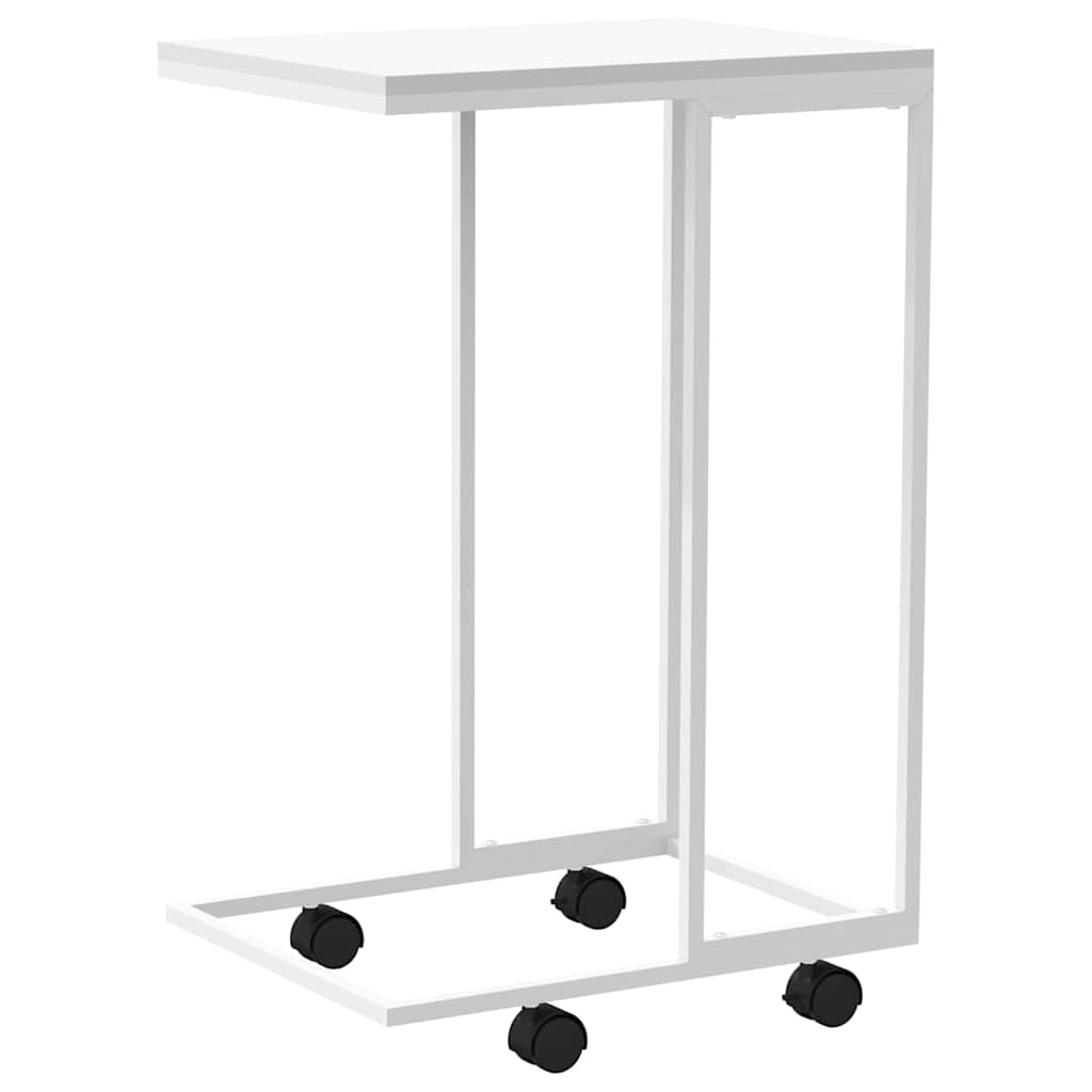 Beistelltisch mit Rollen Weiß 40x30x63,5 cm Holzwerkstoff