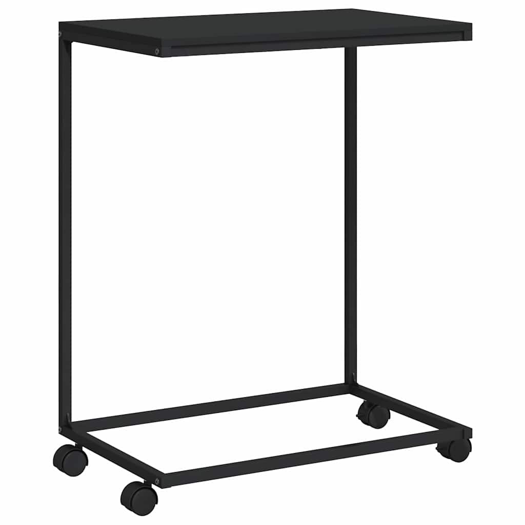 Beistelltisch mit Rollen Schwarz 55x35x70 cm Holzwerkstoff