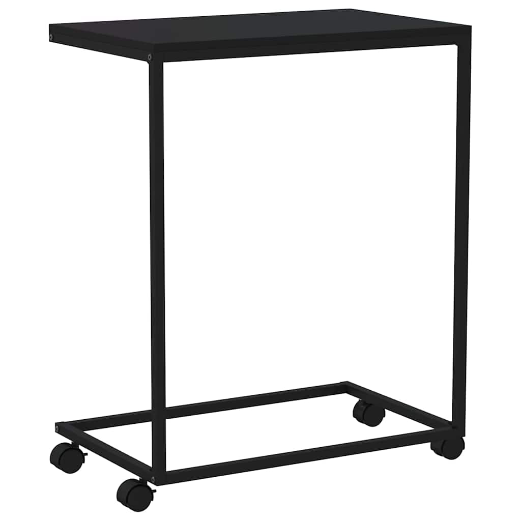 Beistelltisch mit Rollen Schwarz 55x35x70 cm Holzwerkstoff